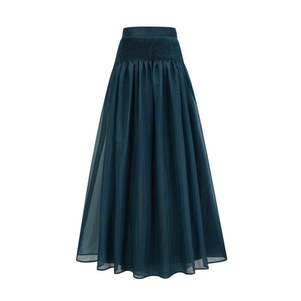 Zaria Green Shirt Skirt Set Terylene Fiber Luxury Fashion