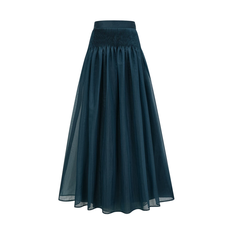 Zaria Green Shirt Skirt Set Terylene Fiber Luxury Fashion