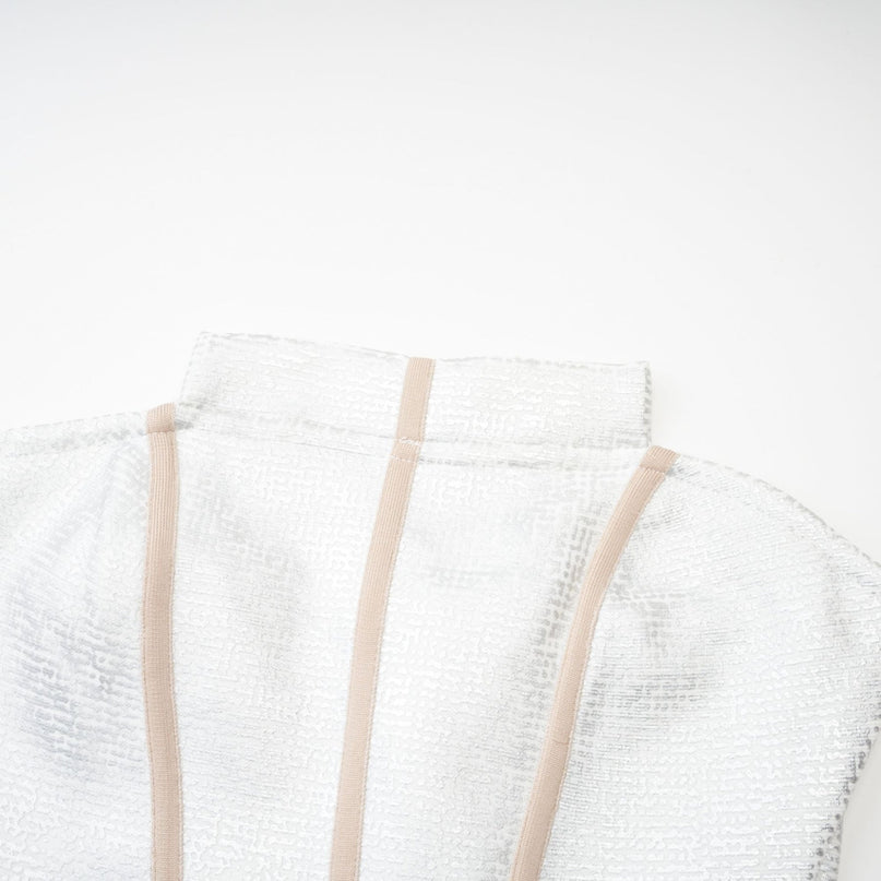 Zaria Silver Bandage Off Shoulder Dress