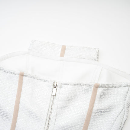 Zaria Silver Bandage Off The Shoulder Mini Dress