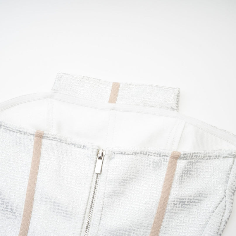 Zaria Silver Bandage Off The Shoulder Mini Dress