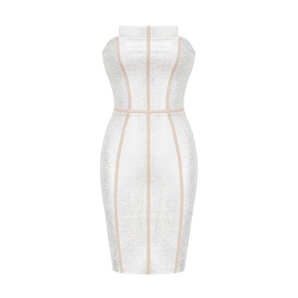 Zaria Silver Off The Shoulder Bandage Mini Dress
