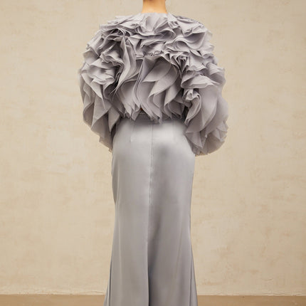 Zelda Blue Ruffled Bowknot Blouse and Skirt Set