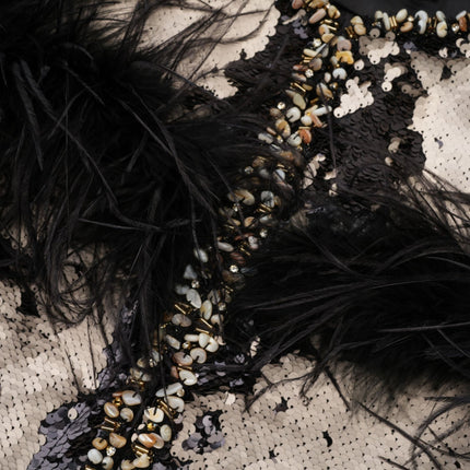 Zelinda Sequin Bead Embellishment Jacket in Black & Neutrals