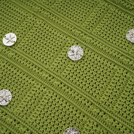 Zelmira Green Embellished Knit Top Skirt Set