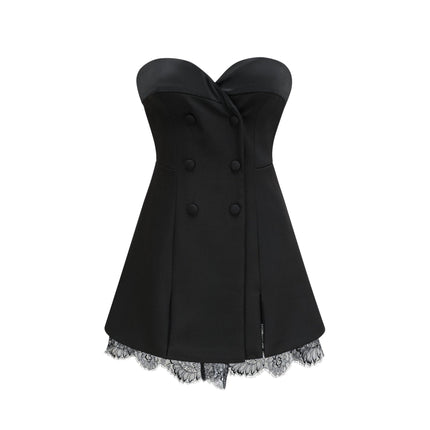 Zephyra Black Lace Trim Bustier Mini Dress