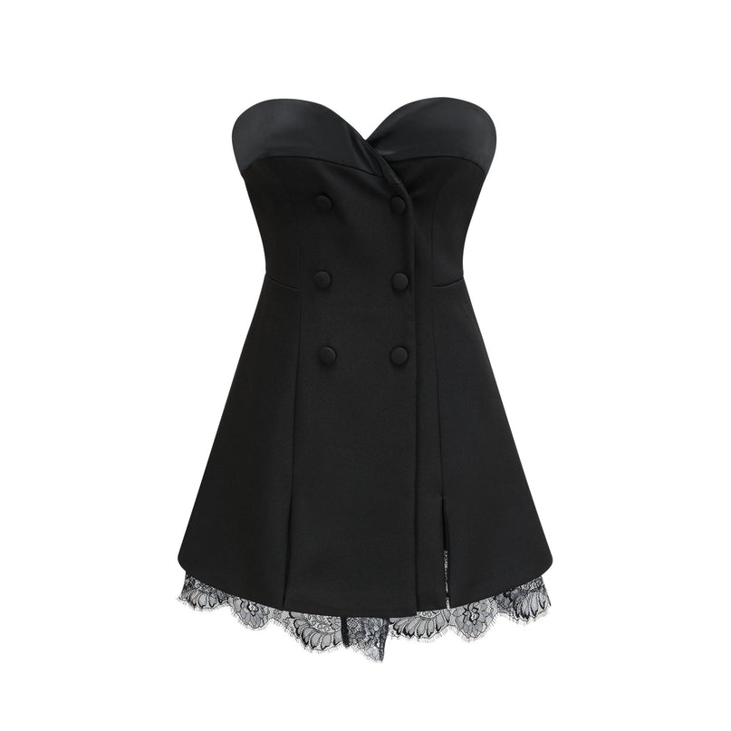 Zephyra Black Lace Trim Bustier Mini Dress