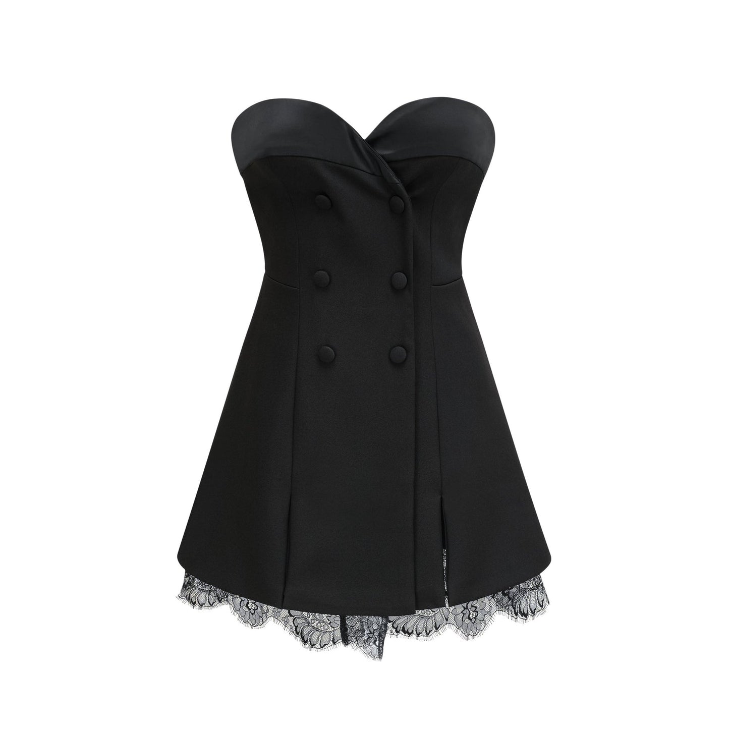 Zephyra black lacedetail mini dress