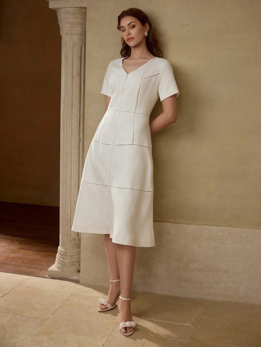 ZIPPER RUFFLE HEM DRESS