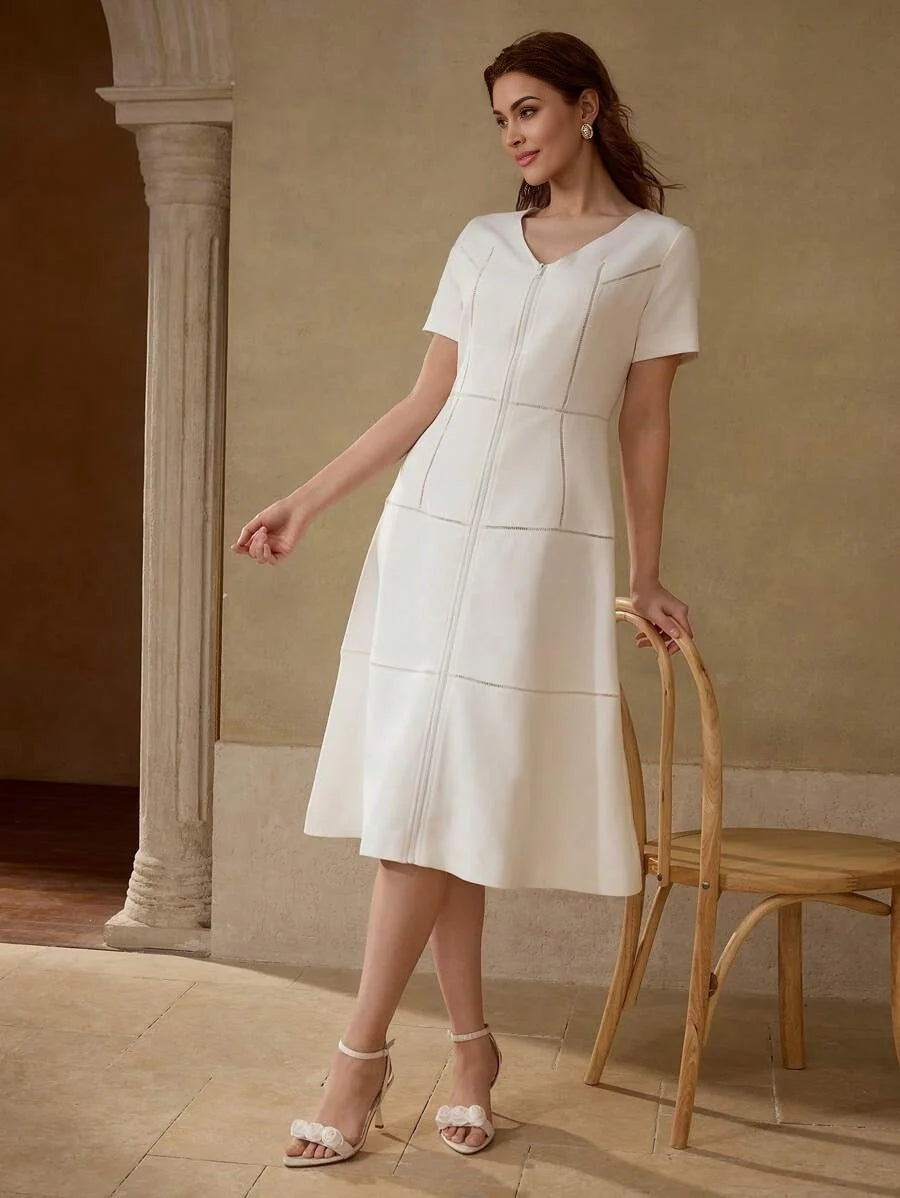 ZIPPER RUFFLE HEM DRESS