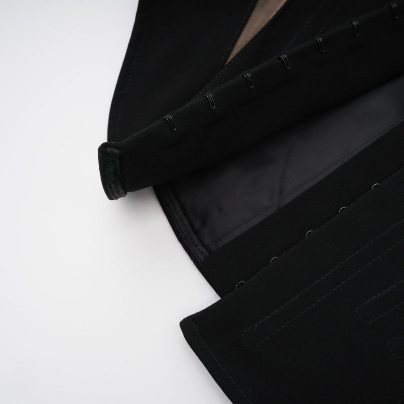 Zita Black Corset Style Mesh Panel Jacket