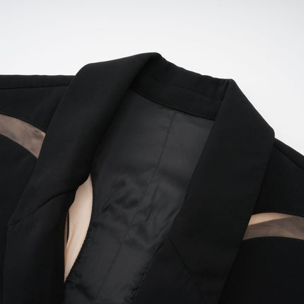 Zita Black Jacket with Corset-Style Bodice and Mesh Panels