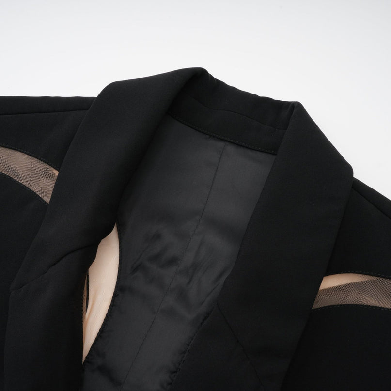 Zita Black Jacket with Corset-Style Bodice and Mesh Panels