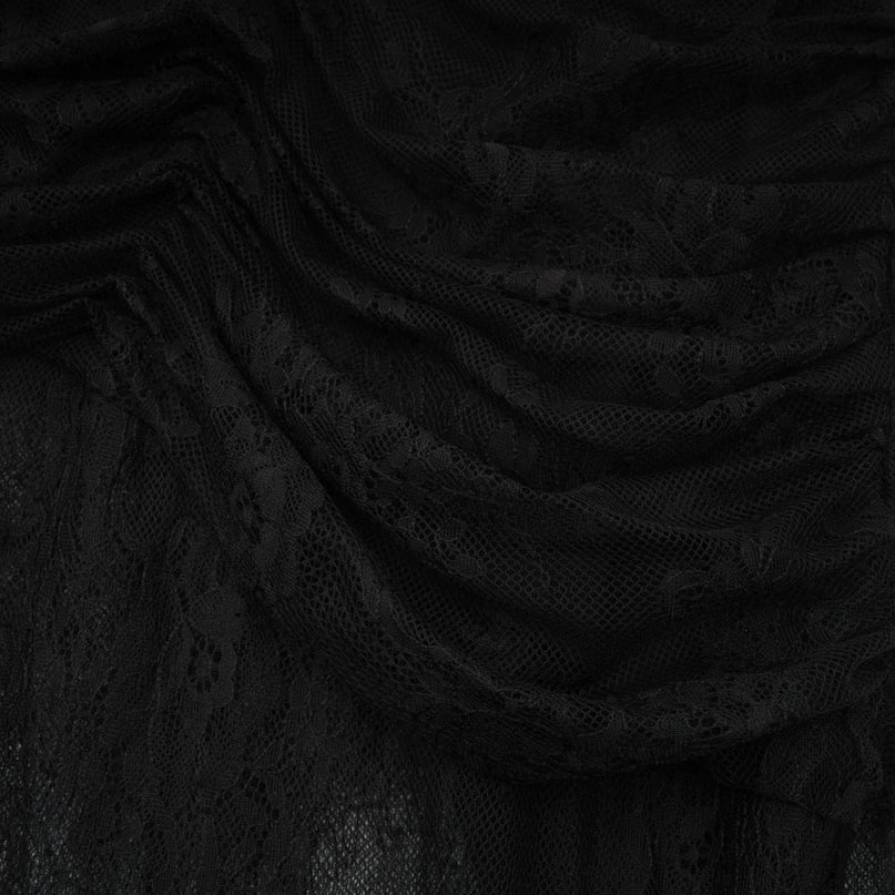 Zita Black One-Shoulder Lace Maxi Dress with High Slit and Cut-Out Accents