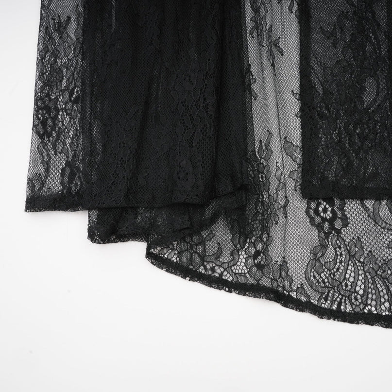 Zita Black One-Shoulder Lace Maxi Dress with High Slit and Cut-Out Accents