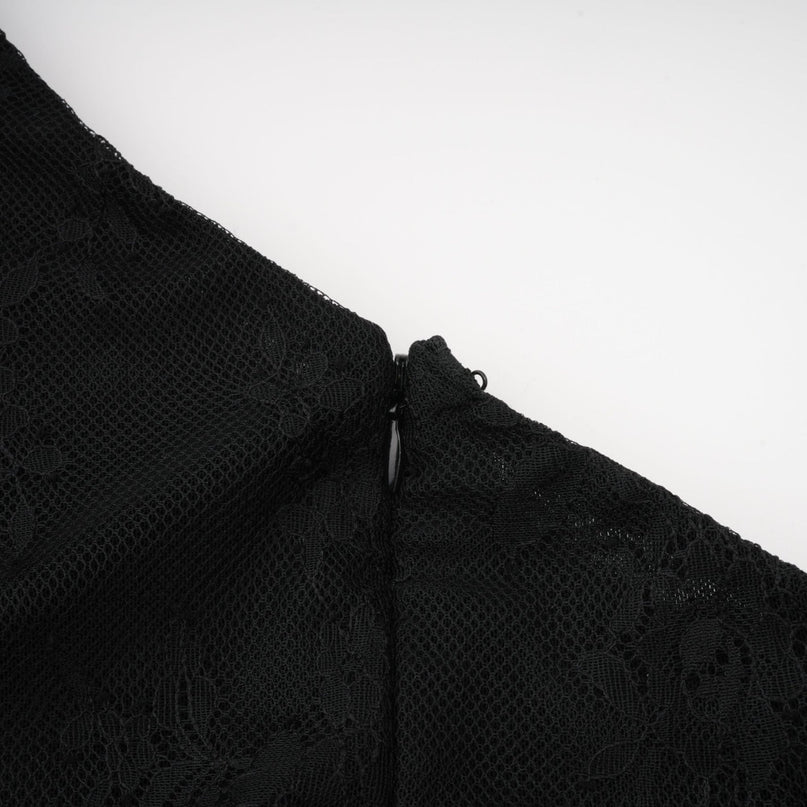 Zita Black One-Shoulder Lace Maxi Dress with High Slit and Cut-Out Accents