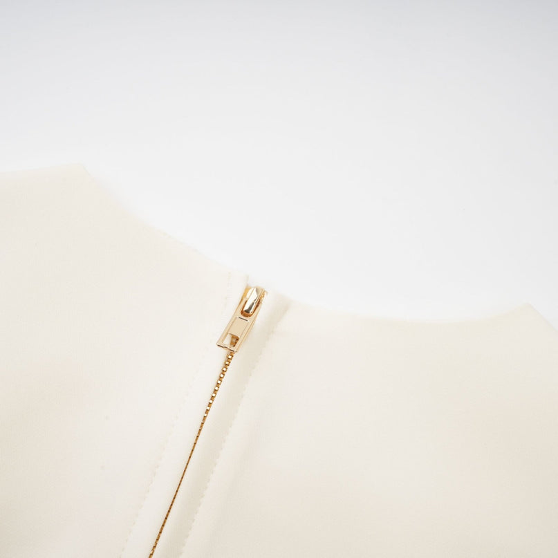 Zita Neutrals 3D Petal Crystal Embellished Skirt Top Set