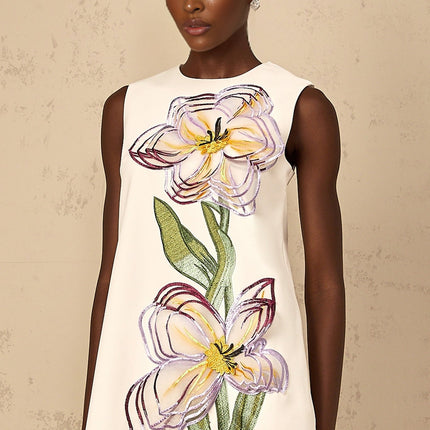 Zita White Floral Embroidered Sequin Mini Dress