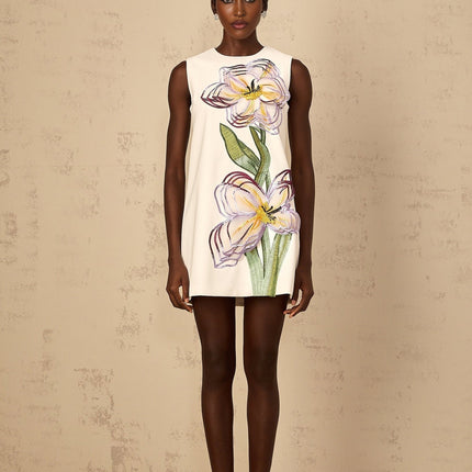 Zita White Floral Embroidered Sequin Mini Dress