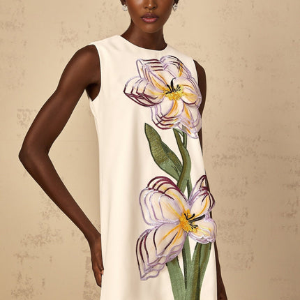 Zita White Floral Embroidered Sequin Mini Dress