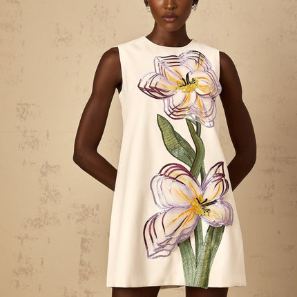 Zita White Floral Embroidered Sequin Mini Dress