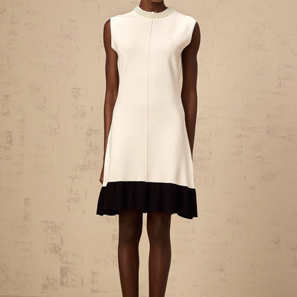 Zita White Knitted Cardigan with Faux Pearl Embellishments and Round Neck