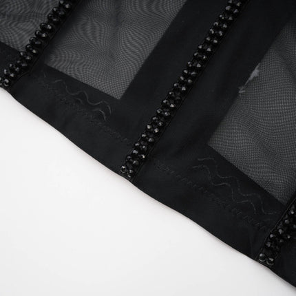 Zoe Black Corset Top Polyester Spaghetti Straps Embellished Sleeveless Cropped Rear Zip Fastening Glamour Refinement