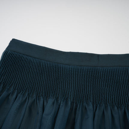 Zoé darkgreen ribbon tieneck shirt  skirt matching set