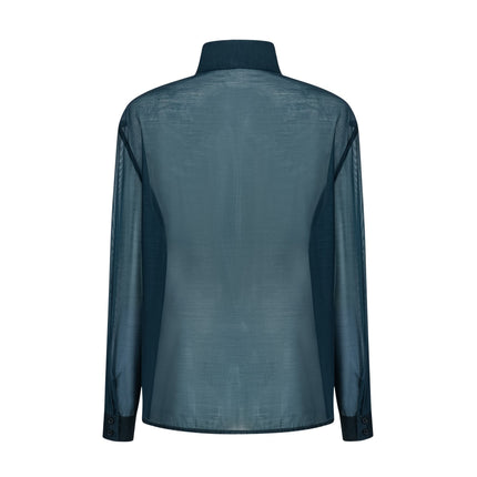 Zoé darkgreen ribbon tieneck shirt  skirt matching set