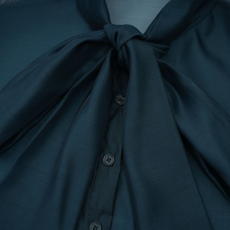 Zoé darkgreen ribbon tieneck shirt  skirt matching set