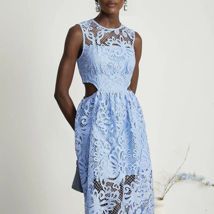 Zoë floralembroidered semisheer midi dress