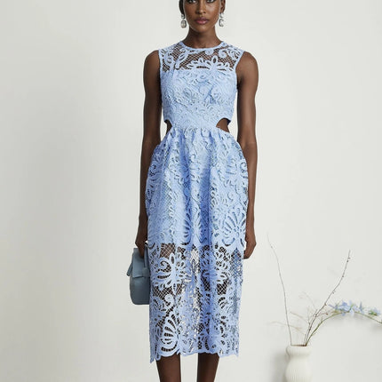 Zoë floralembroidered semisheer midi dress