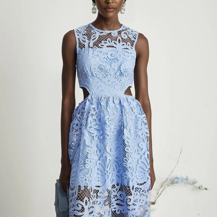 Zoë floralembroidered semisheer midi dress