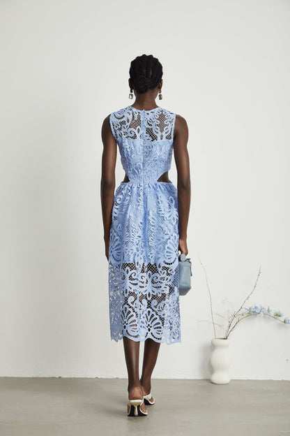 Zoë floralembroidered semisheer midi dress