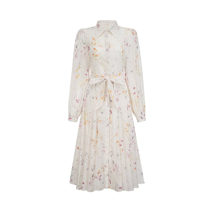 Zoé white floralprint tied midi dress