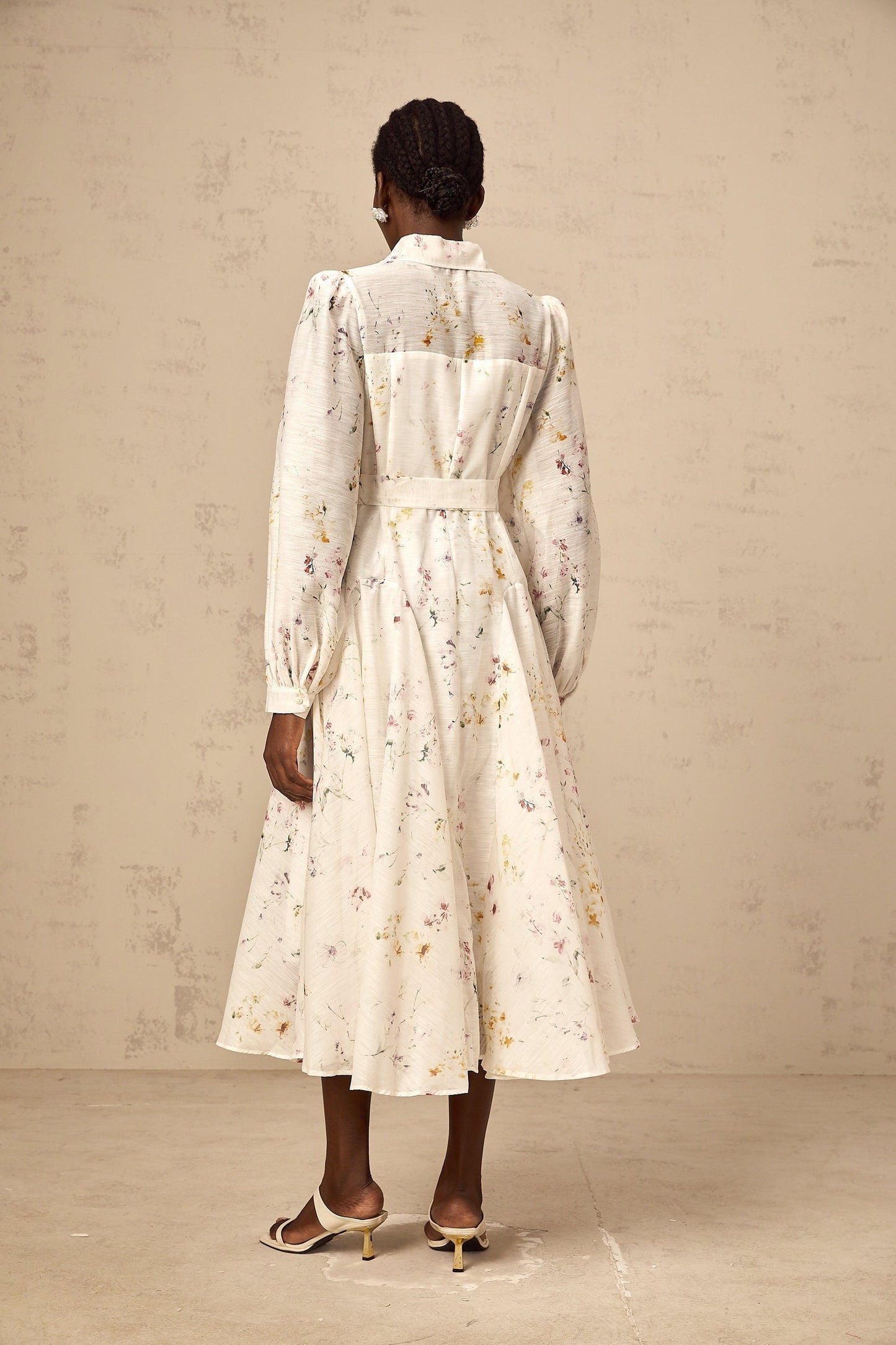 Zoé white floralprint tied midi dress