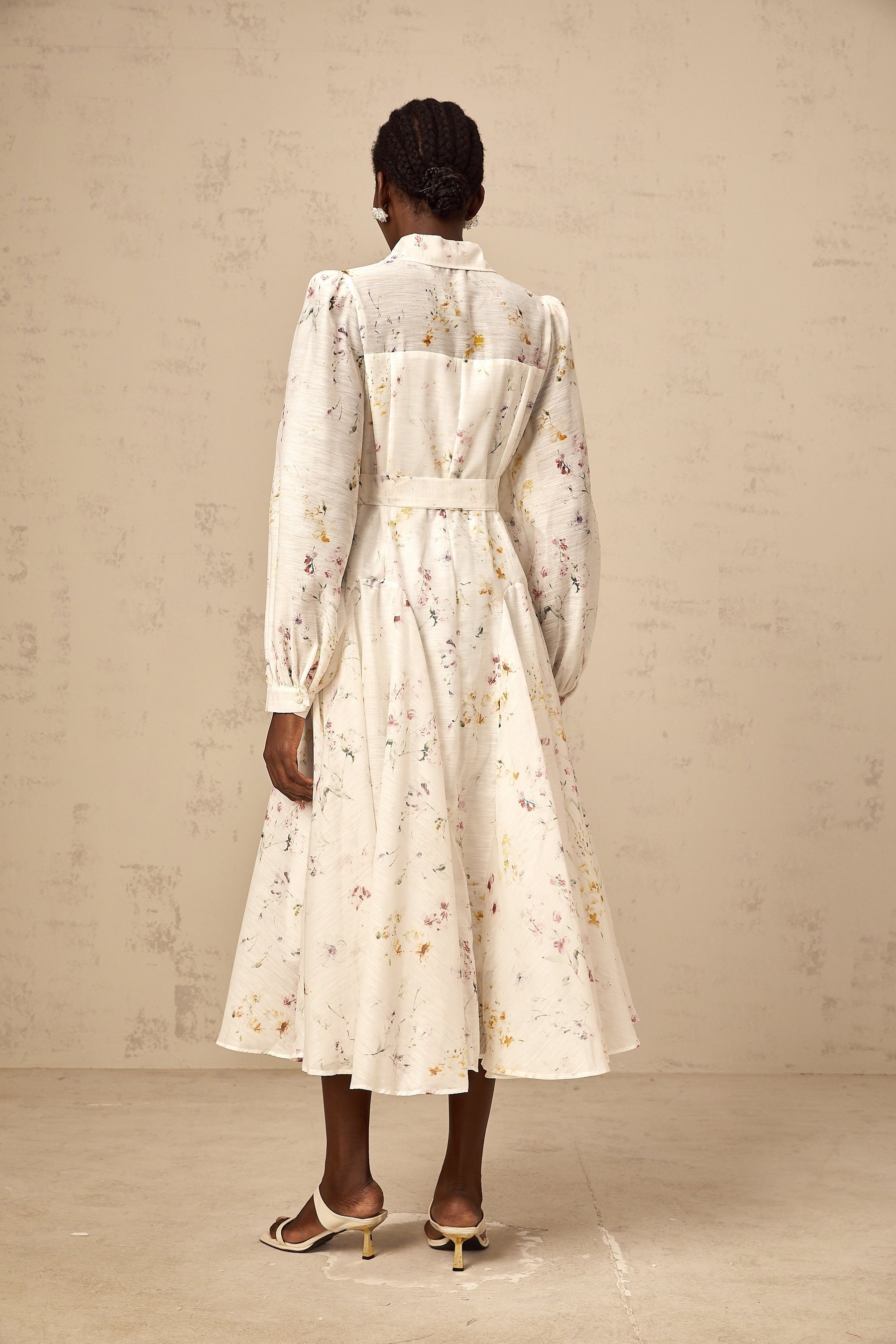 Zoé white floralprint tied midi dress