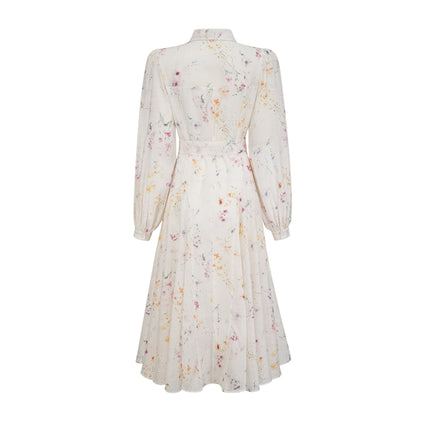 Zoé white floralprint tied midi dress
