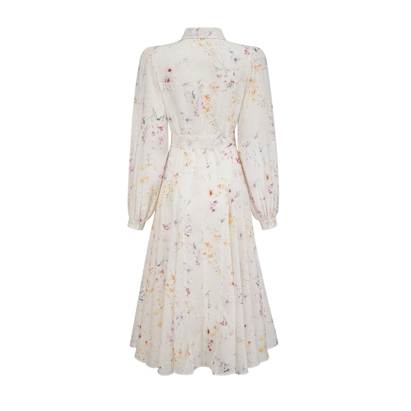 Zoé white floralprint tied midi dress