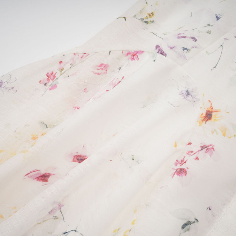 Zoé white floralprint tied midi dress