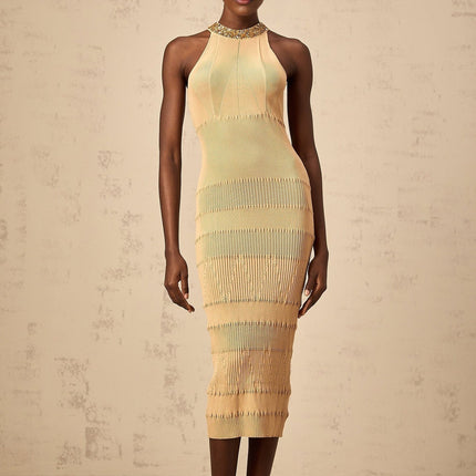 Zoey Gold Halterneck Sequin Embellished Midi Dress