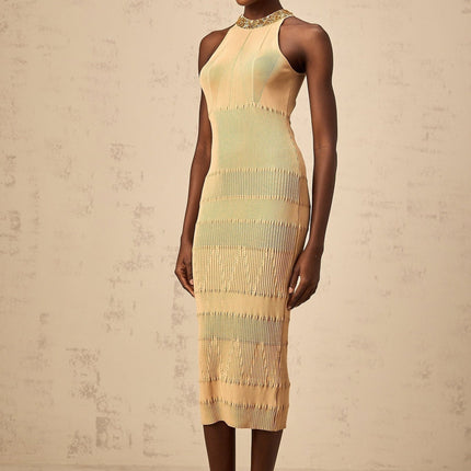 Zoey Gold Halterneck Sequin Embellished Midi Dress