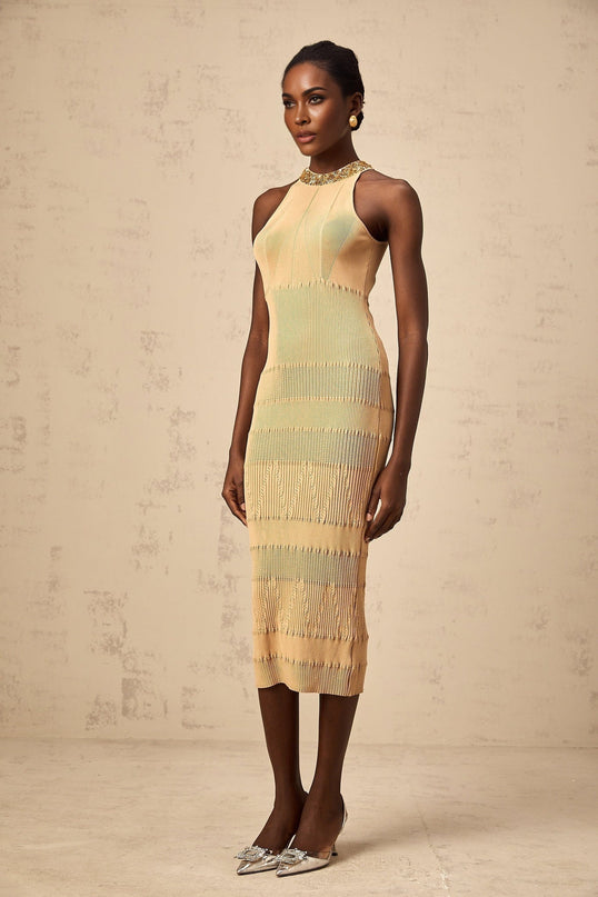 Zoey Gold Halterneck Sequin Embellished Midi Dress