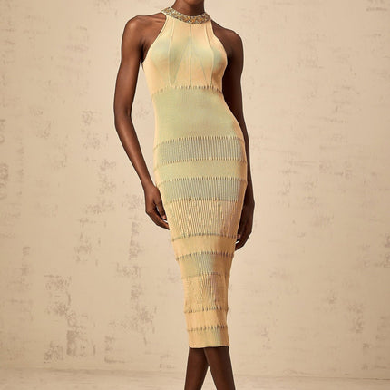 Zoey Gold Halterneck Sequin Embellished Midi Dress