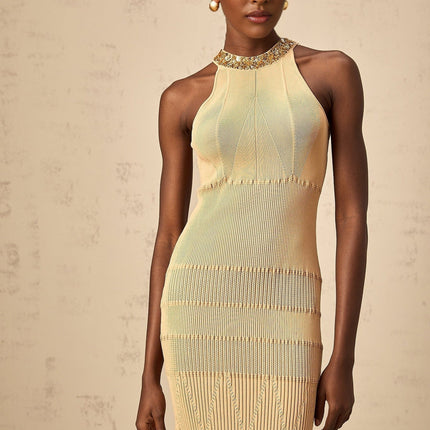 Zoey Gold Halterneck Sequin Embellished Midi Dress