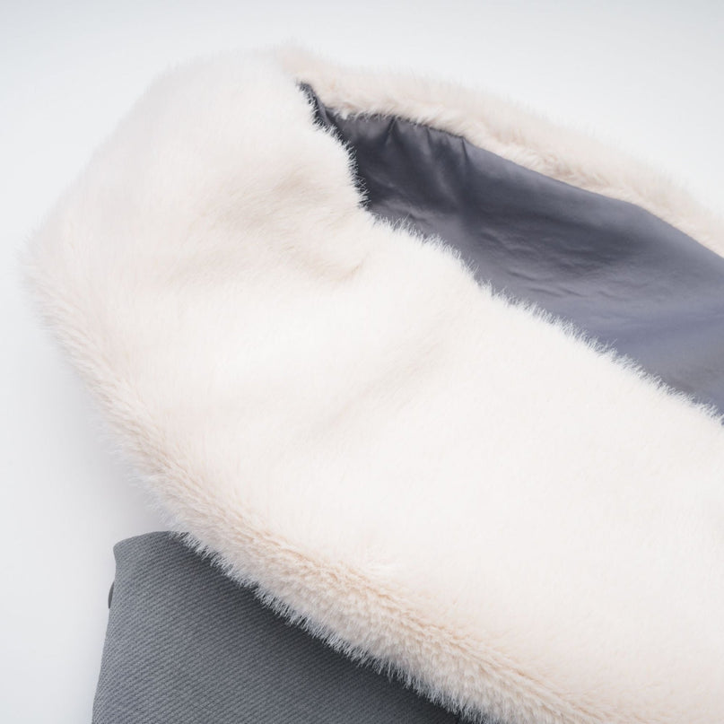 Zuri Grey Faux Fur Mini Dress Polyester Elegant Luxury Modern Elegance